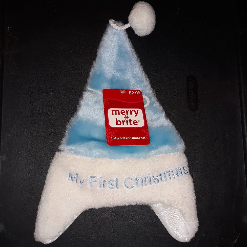 New My First Christmas Hat Blue